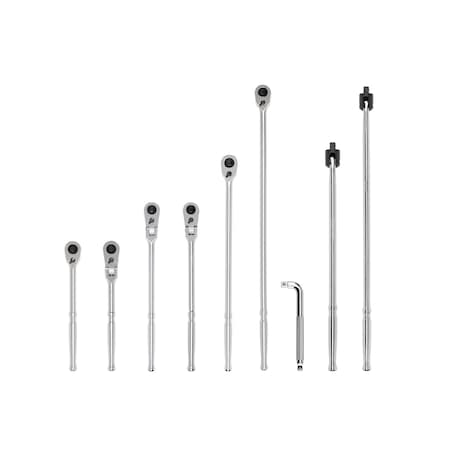 Tekton 1/2 Inch Drive Quick-Release Ratchet, L-Handle, and Breaker Bar Set (9-Piece) SDR99201